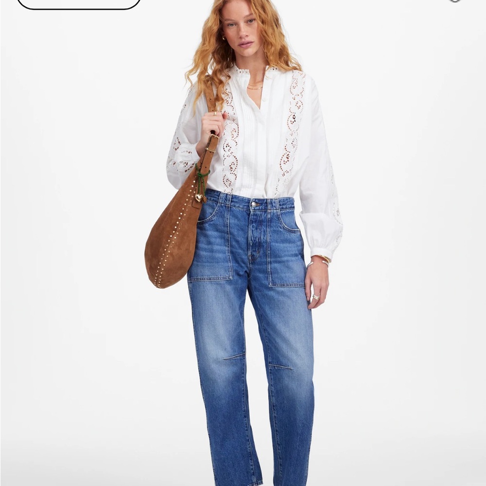 Madewell Blue Darted Barrel Jeans